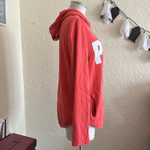 Victoria’s Secret Pink White Logo Hoodie Zip Up Sweatshirt Medium - Picture 8 of 10